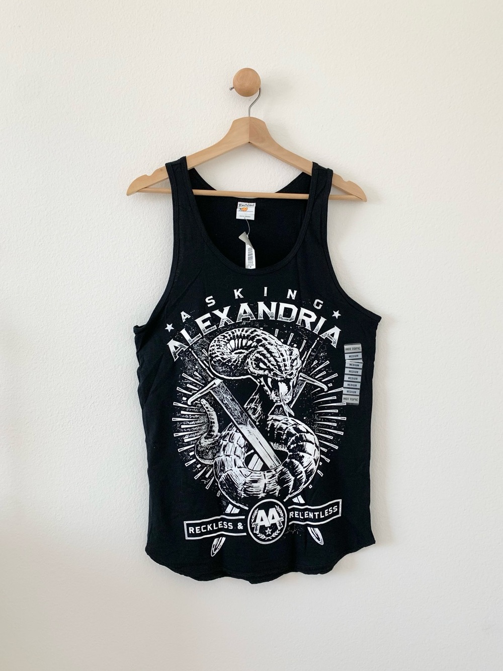 Hot Topic Black Asking Alexandria Snake Tank Top Medium